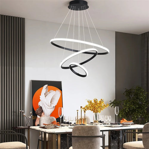lustre moderne led en acrylique avec anneau lumineux