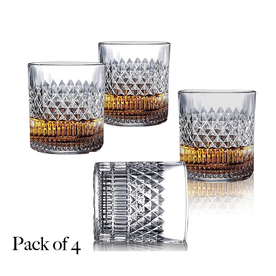 Verres whisky relief facette style retro lot 4