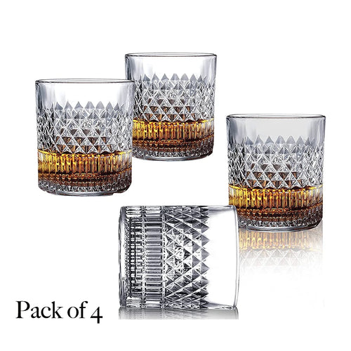 Verres whisky relief facette style retro lot 4