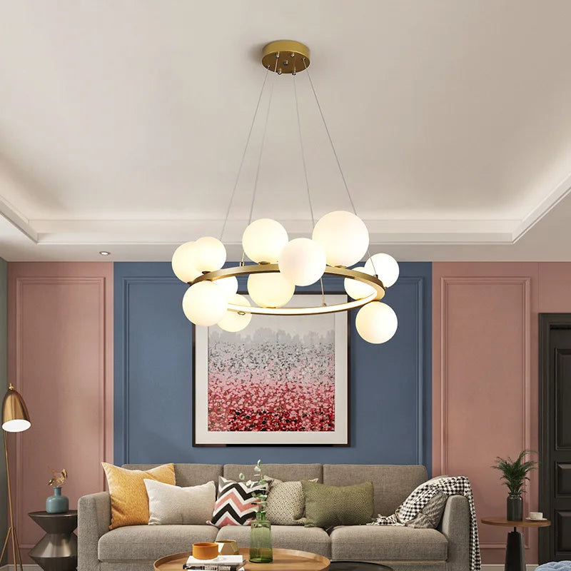 lustre verre moderne noir or argent led - vue 3 sur 14