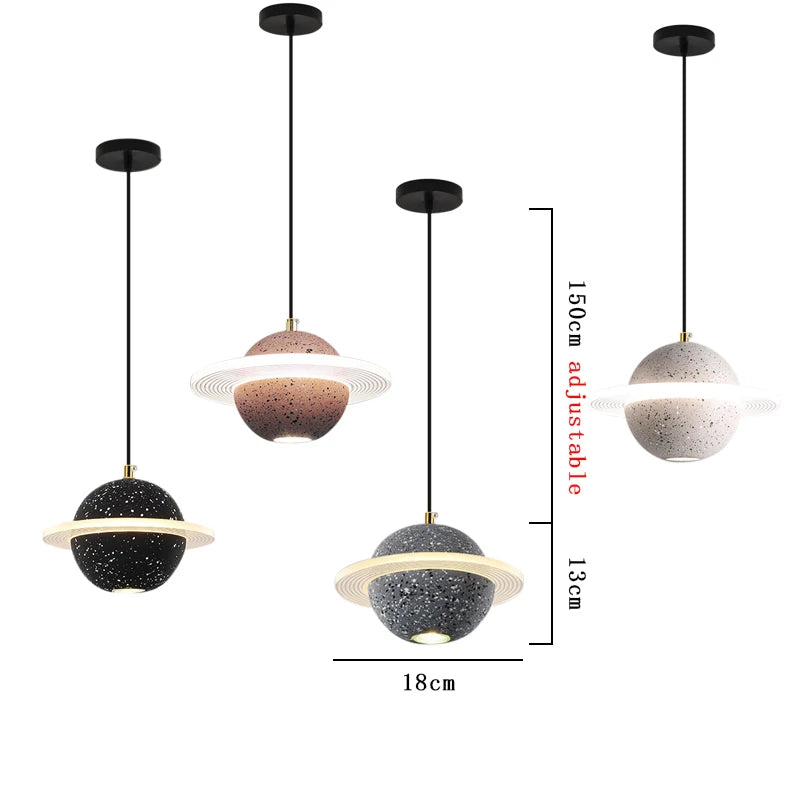 Lampe led suspendue ciment design moderne - vue 7 sur 10