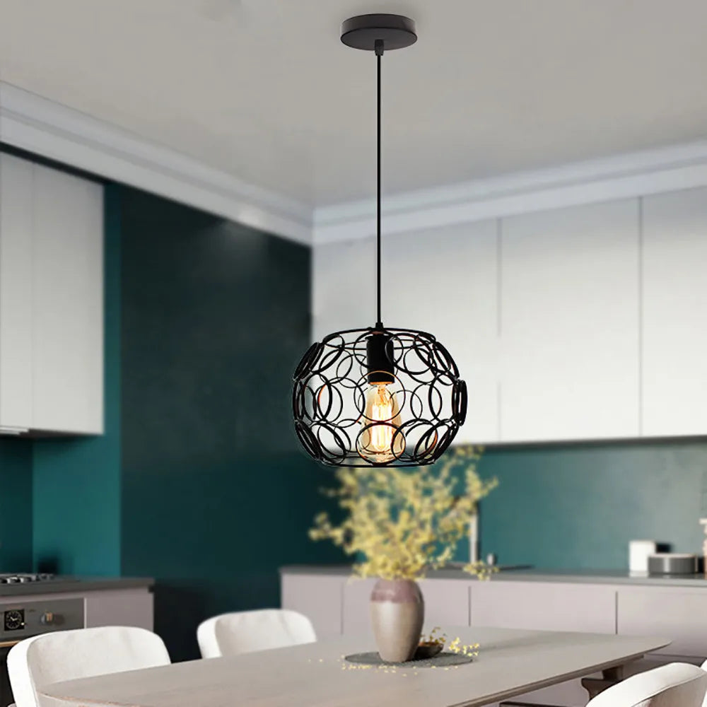 Luminaires suspendus en fer industriel rétro - vue 3 sur 8