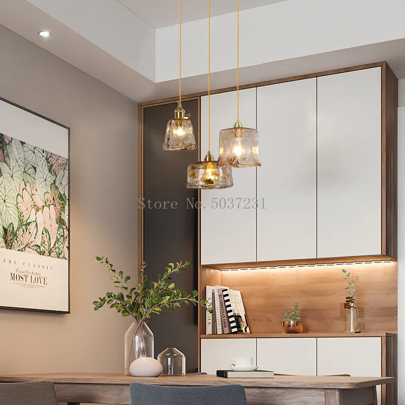 lampe suspendue en laiton verre led style nordique japonais