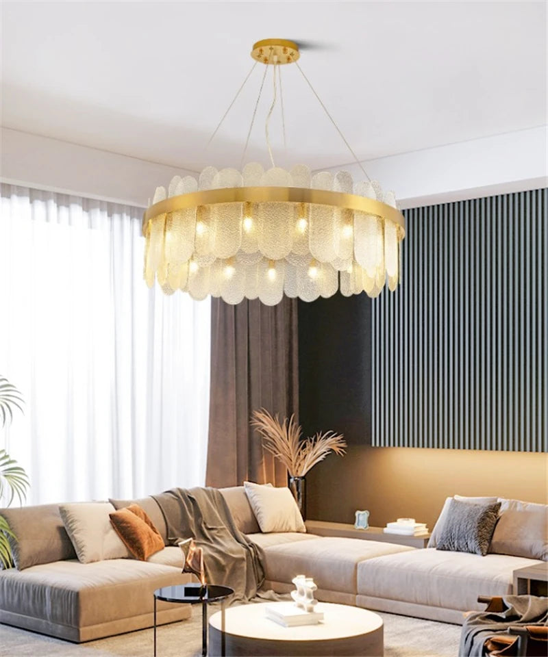 lustre rond doré postmoderne art déco pour éclairage intérieur - vue 7 sur 19