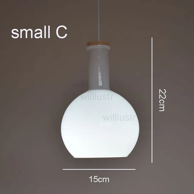 (mai80j) Suspension avec abat-jour en verre blanc style bouteille Nader - vue 12 sur 16