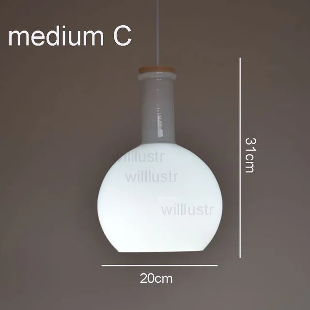 (mai80j) Suspension avec abat-jour en verre blanc style bouteille Nader - vue 14 sur 16