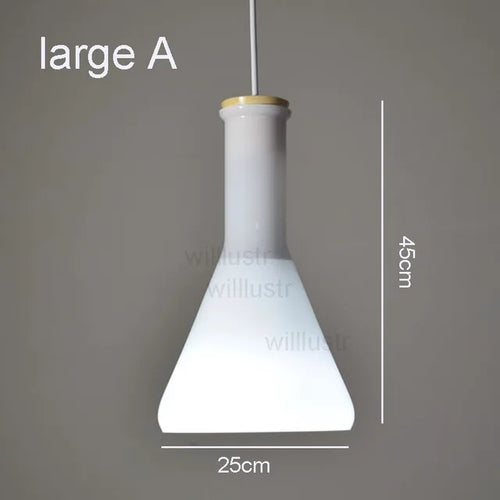 (mai80j) Suspension avec abat-jour en verre blanc style bouteille Nader