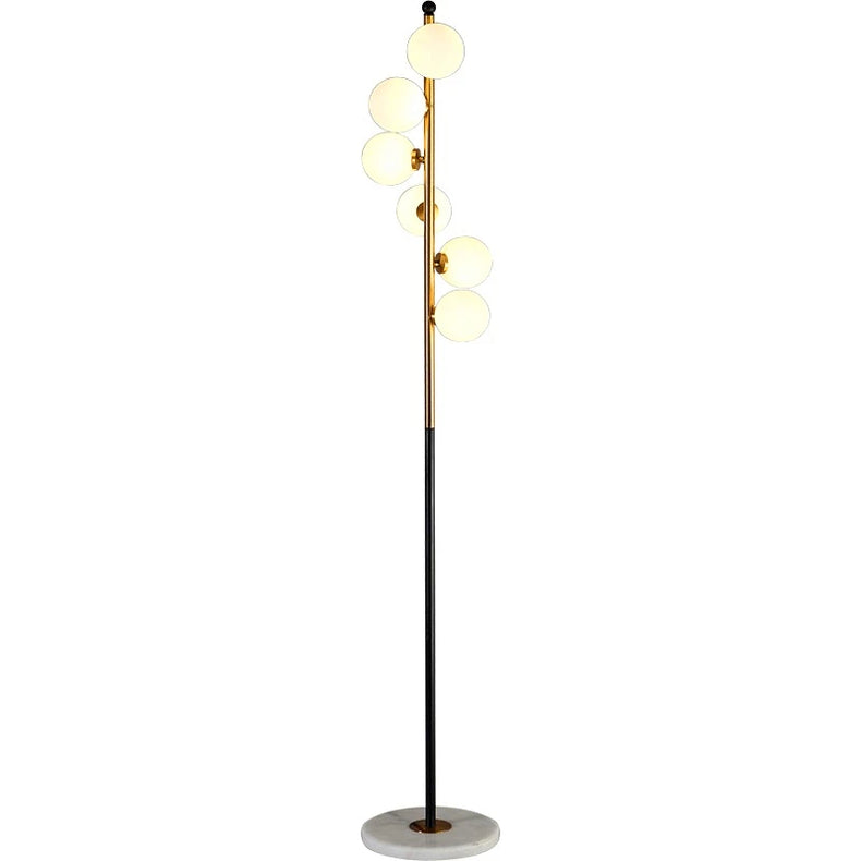 (16mai) Lampadaire moderne LED barre dorée avec globes en verre Inti