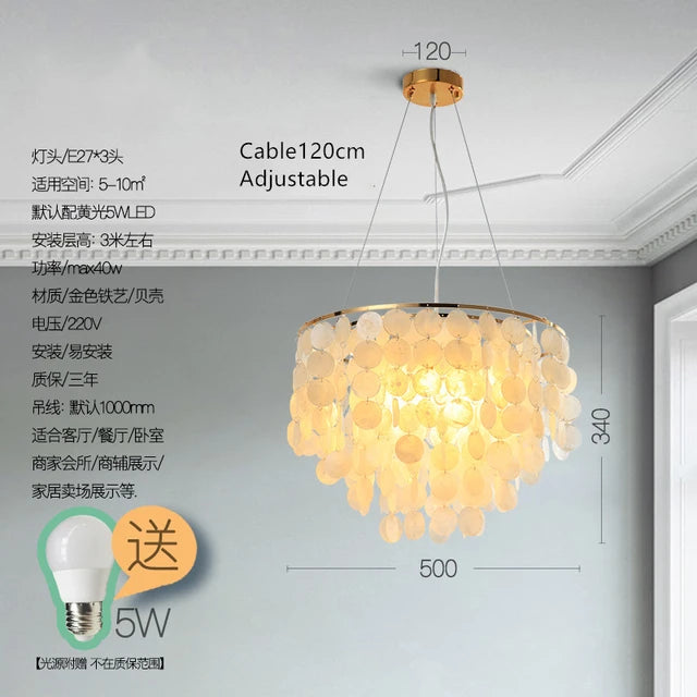 (80j - 6juin) Suspension moderne LED avec plaques nacrées Loredi - vue 3 sur 11