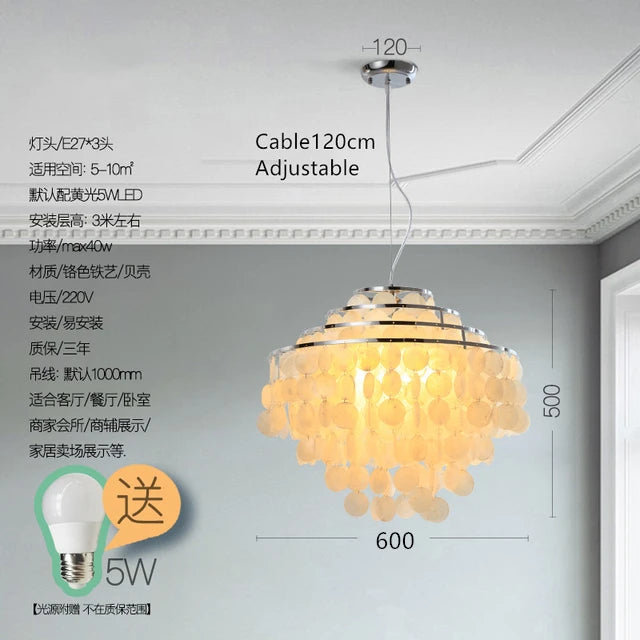 (80j - 6juin) Suspension moderne LED avec plaques nacrées Loredi - vue 6 sur 11