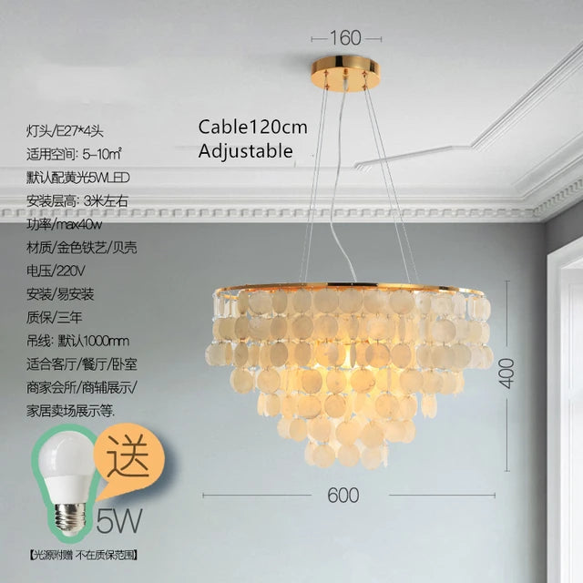 (80j - 6juin) Suspension moderne LED avec plaques nacrées Loredi - vue 4 sur 11