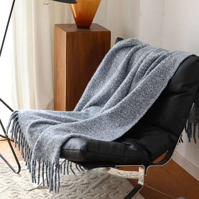plaid tricot style americain europeen decor salon chambre - vue 5 sur 6