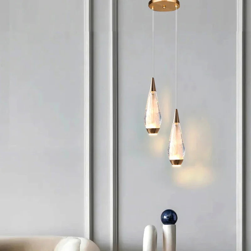 Lamp Modern 3-Lights Kitchen Island Pendant Lighting, Mini LED Light Fixtures Gold Crystal Hanging Light Fixture For Bedside R - vue 6 sur 9