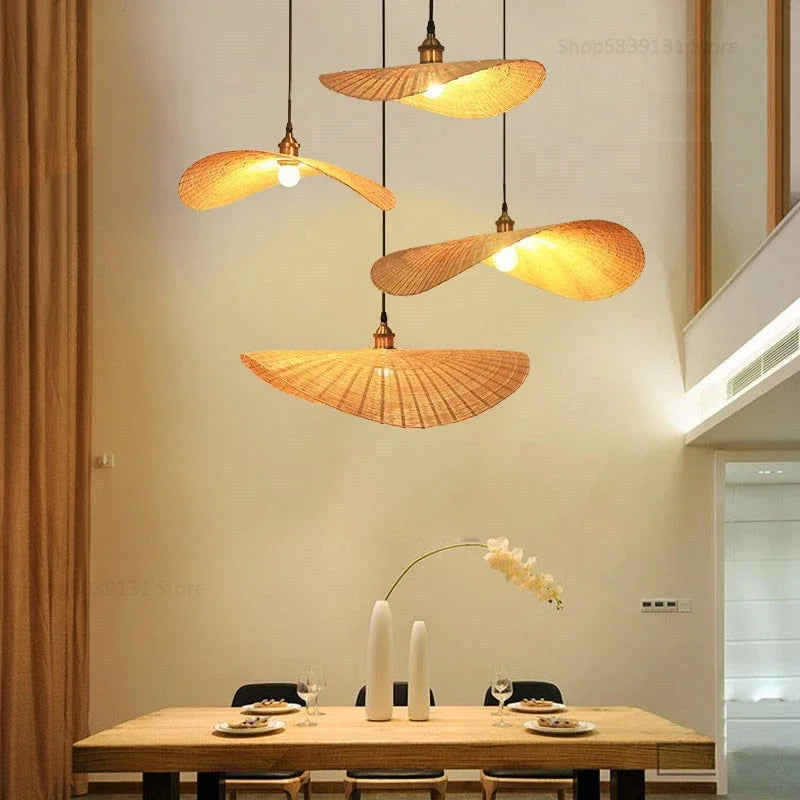 lampes led suspendues modernes faites à la main en bambou - vue 4 sur 6