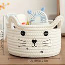 panier de rangement en coton tissé visage de chat adorable