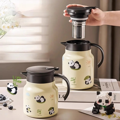 Théière isotherme panda grande capacité infusion vapeur inox