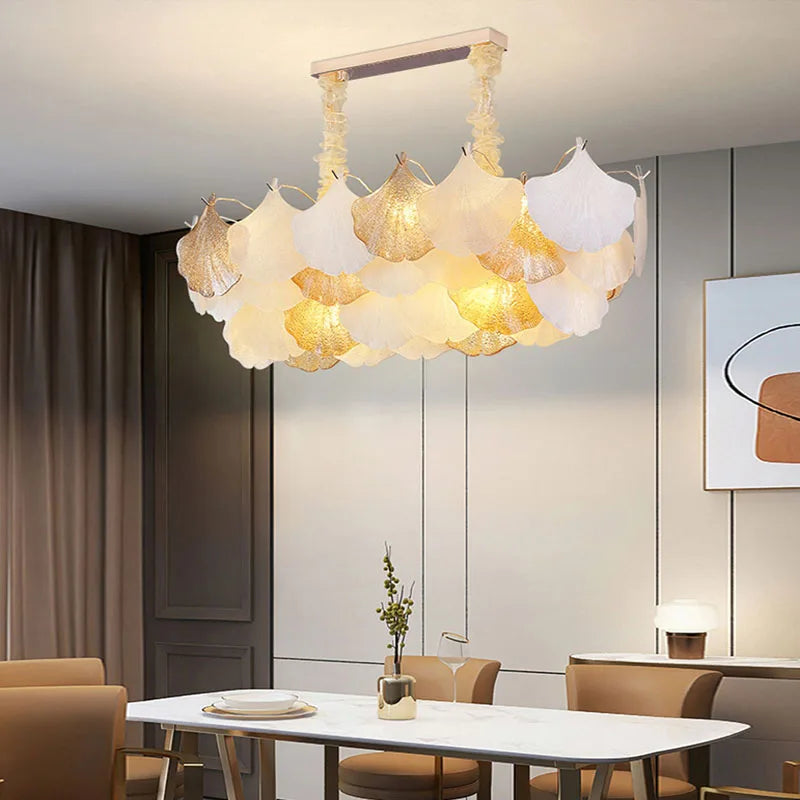 lustre suspendu led art déco ginkgo dimmable pour un éclairage élégant - vue 4 sur 14