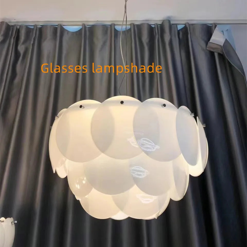 lustre moderne en céramique avec suspension en verre led - vue 6 sur 8