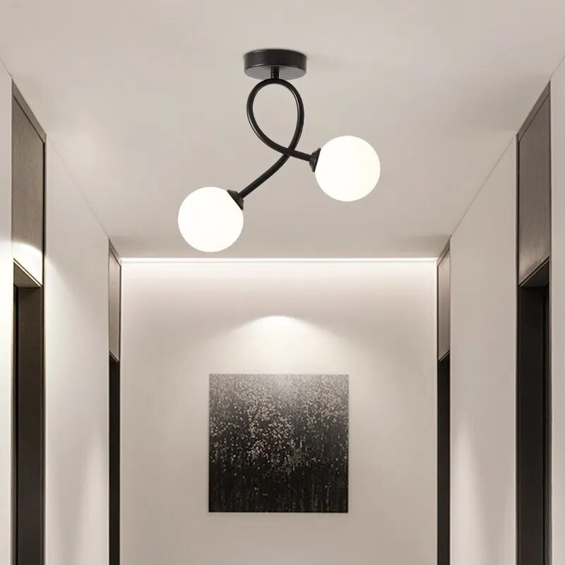plafonnier verre moderne minimaliste noir - vue 6 sur 14