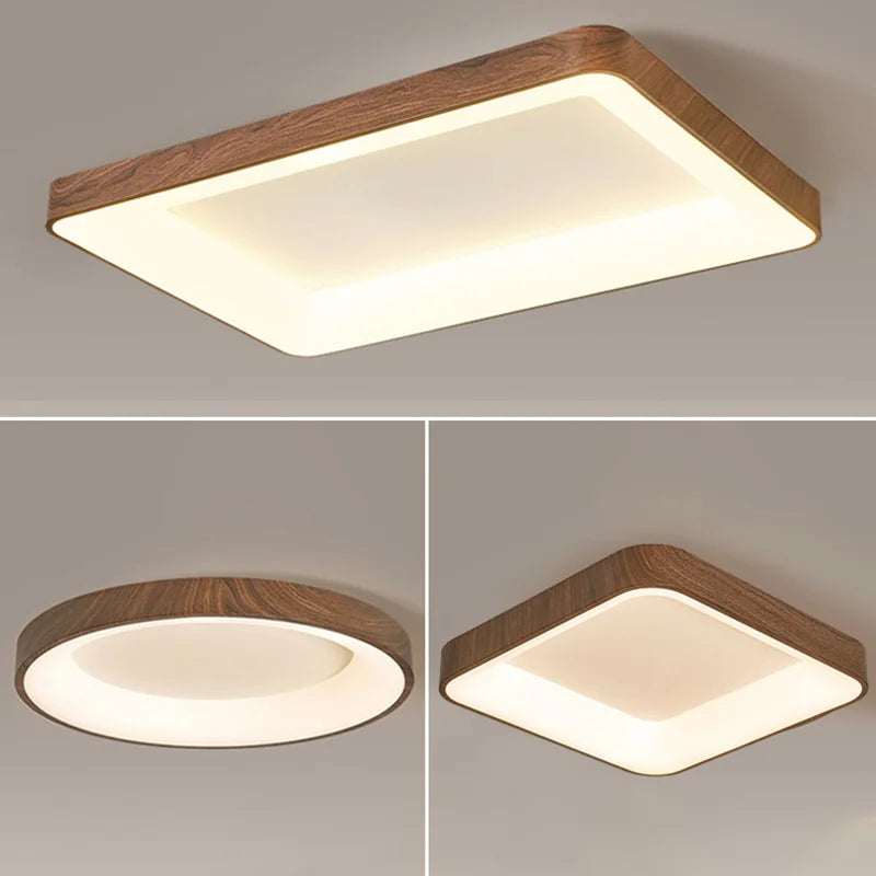 plafonniers led imitation bois éclairage rond rectangle carré - vue 4 sur 13