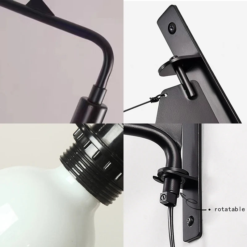 applique murale minimaliste avec interrupteur rotatif à bras long - vue 6 sur 7