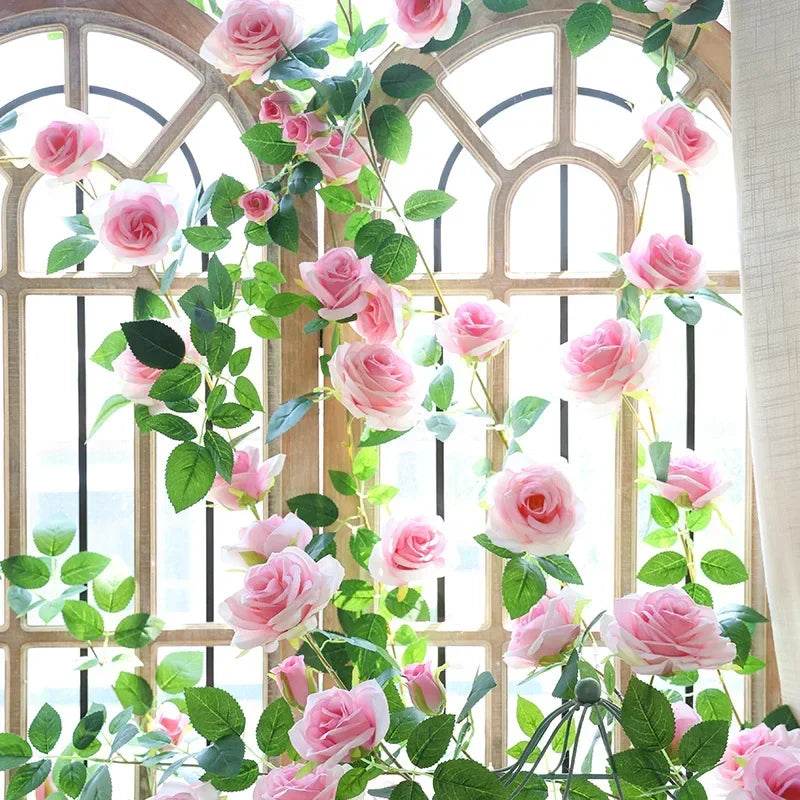 vignes de roses artificielles en soie pour décoration intérieure