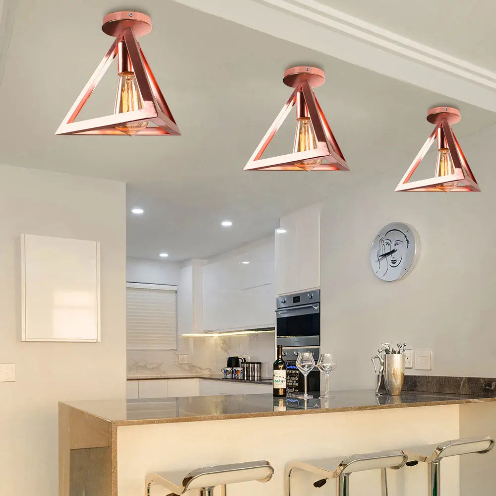Plafonnier LED triangulaire au design nordique moderne et rétro - vue 7 sur 12