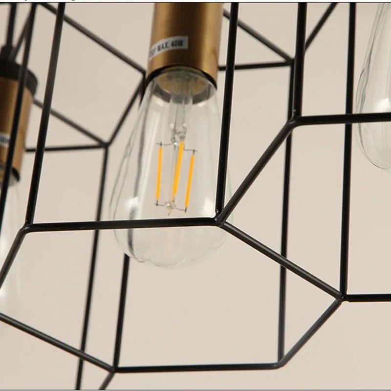 lustre à têtes multiples en fer forgé avec câble réglable - vue 11 sur 10