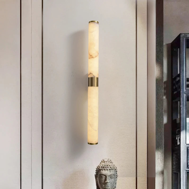 applique murale en marbre et cuivre pour éclairage décoratif intérieur - vue 4 sur 7