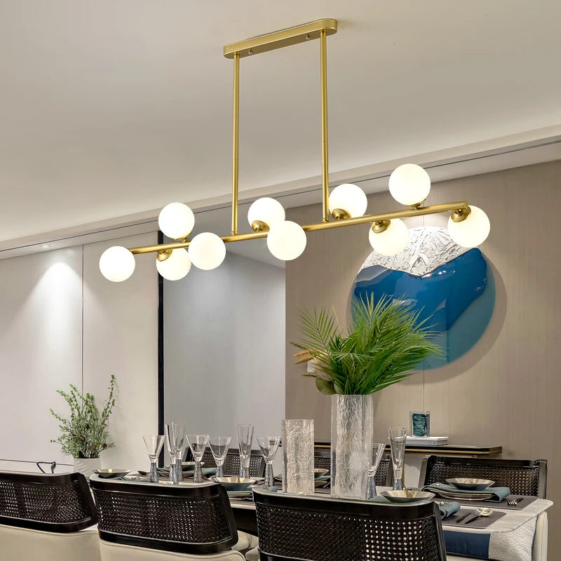 Lustre design boules de verre horizontales - vue 5 sur 20