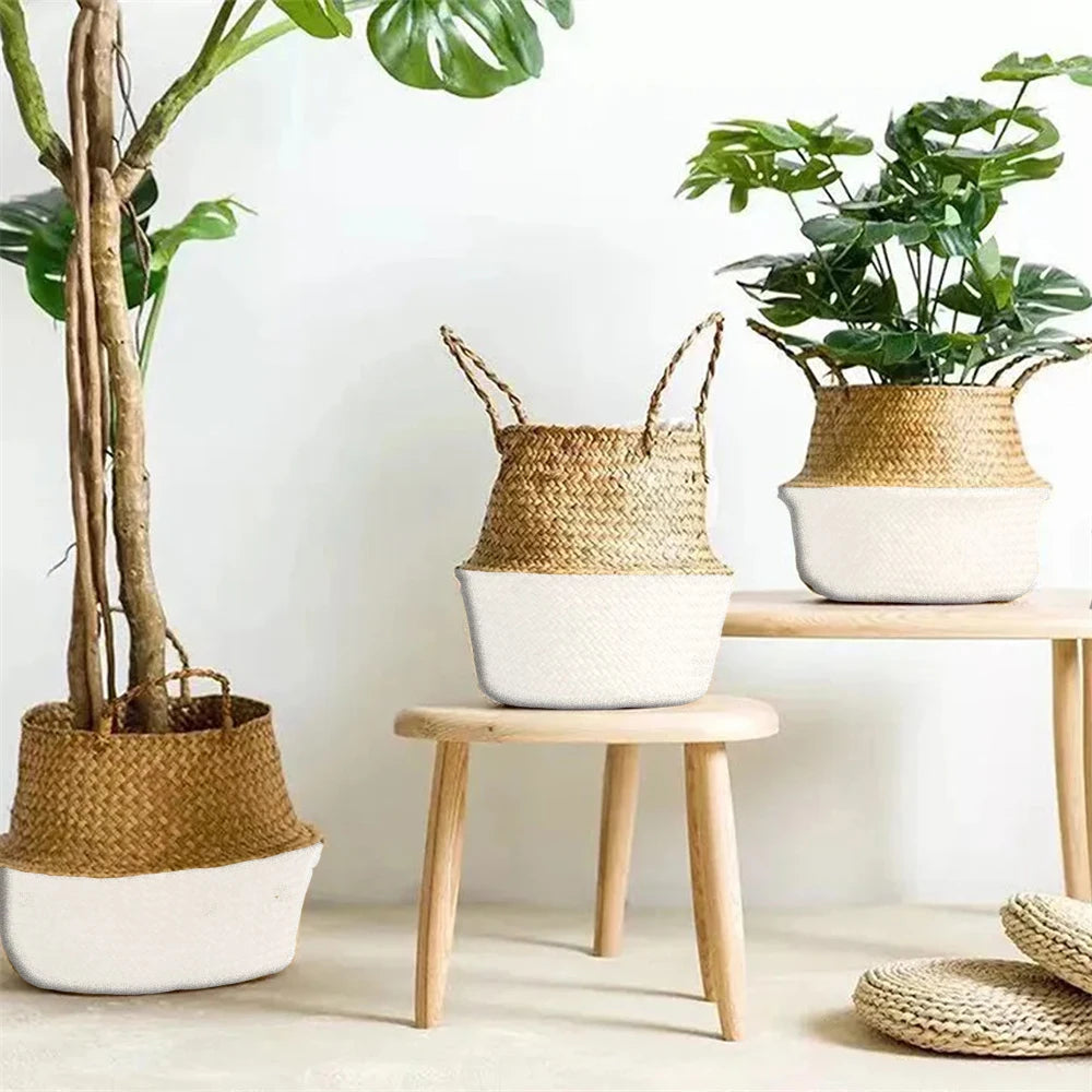 panier suspendu en osier pour rangement et décoration - vue 6 sur 13
