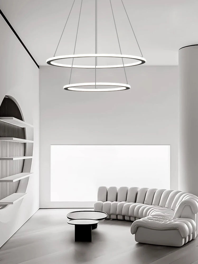 lustre à anneaux circulaires minimaliste à intensité variable - vue 5 sur 10