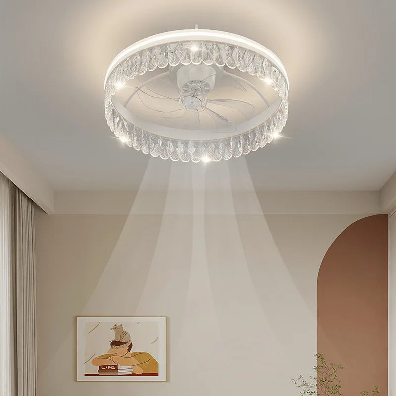 plafonnier led moderne avec ventilateur éclairage silencieux intelligent - vue 4 sur 15