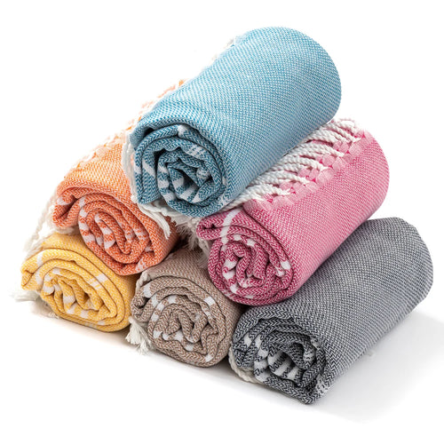 serviette de plage turque rayée coton franges absorbante