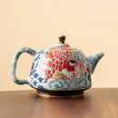 Théière chinoise porcelaine décor sous couverte infuseur artisanal