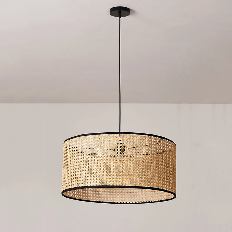 Suspension cannage Style japonais moderne lampe à main en rotin - vue 6 sur 8