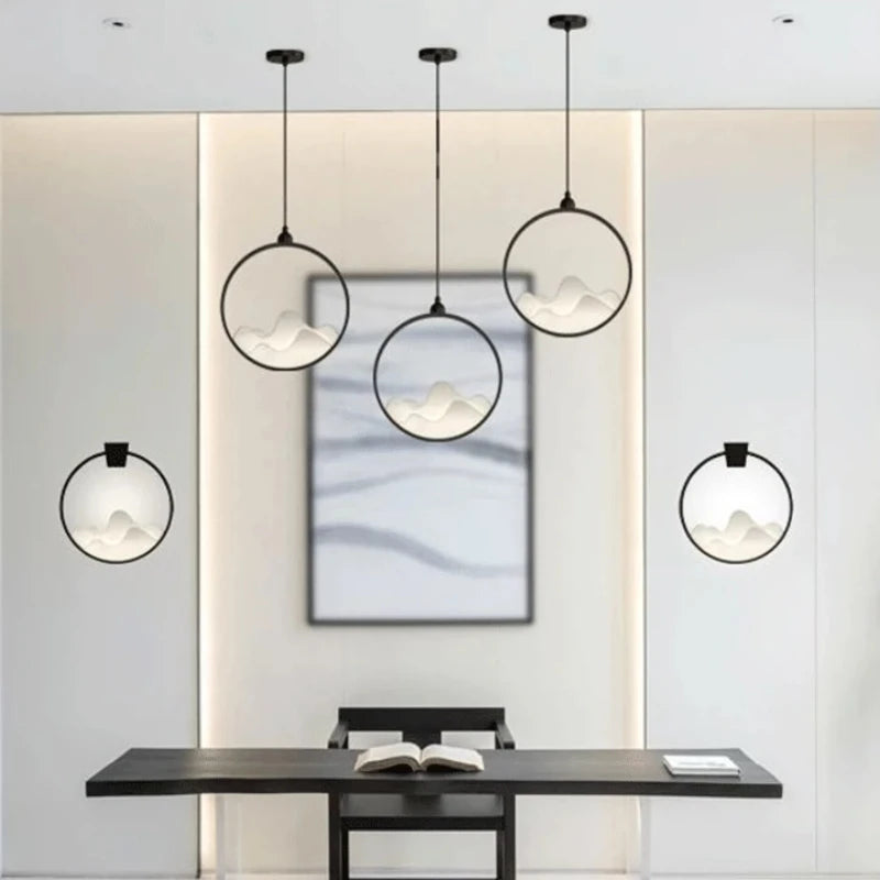 lustre chinois rétro en fer avec lumière led décorative - vue 4 sur 7