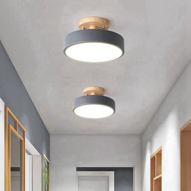 2X plafonniers moderne LED nordique bois Luminaire intérieur Luminaire cuisine salon chambre salle de bain gris - vue 4 sur 3