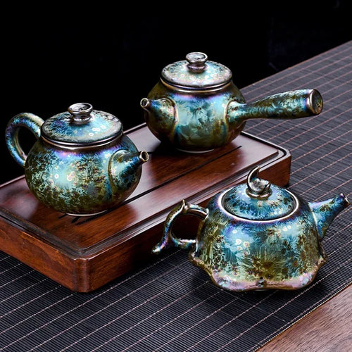Théière jianzhan tianmu céramique émaillée motif artisanal bureau