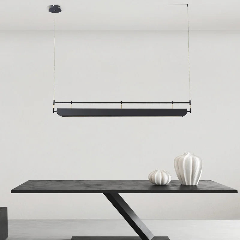 Postmoderne salle à manger LED lustre éclairage Simple noir Bar café bureau longue suspension lampe Restaurant maison déco luminaires