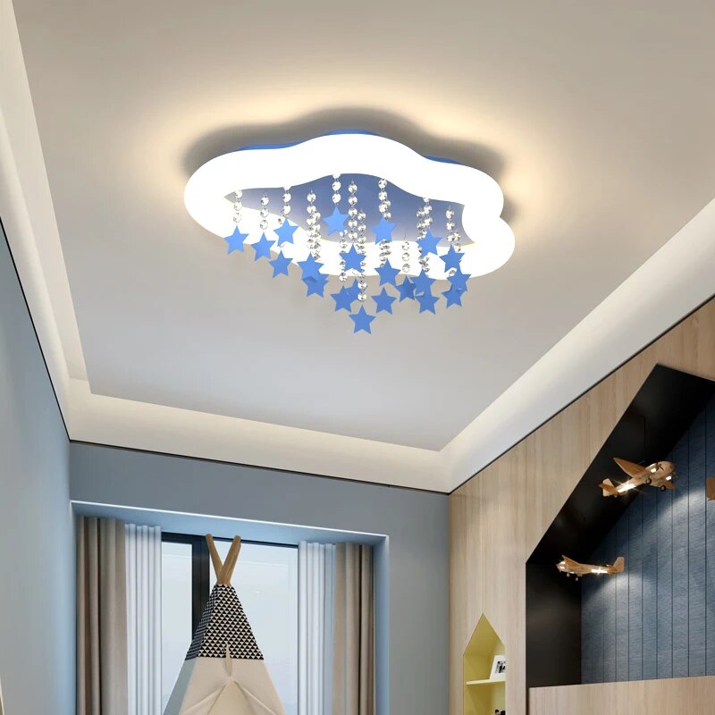 Lustre LED Blanc Bleu Rose Nuage - vue 5 sur 12