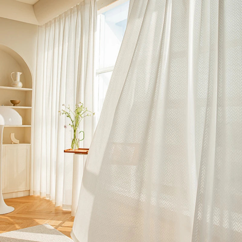 Voilage japonais plissé motif géométrique pour salon chambre