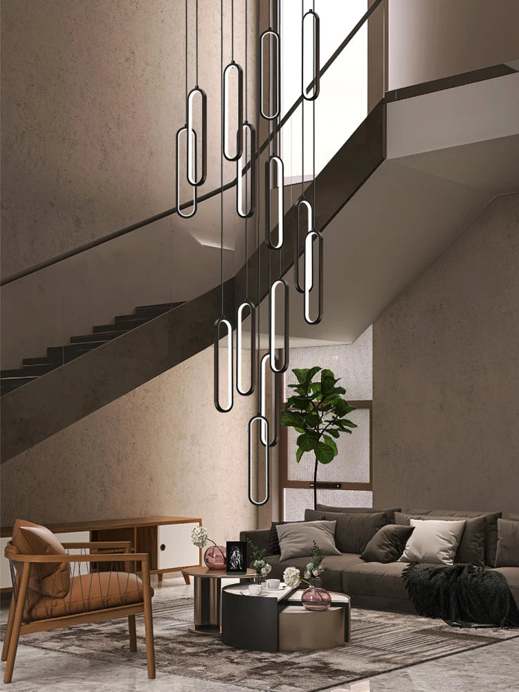lustre ovale led minimaliste pour duplex hôtel penthouse - vue 6 sur 18