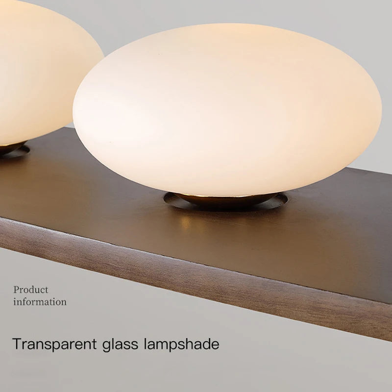 lustre en bois massif avec suspension en verre artistique