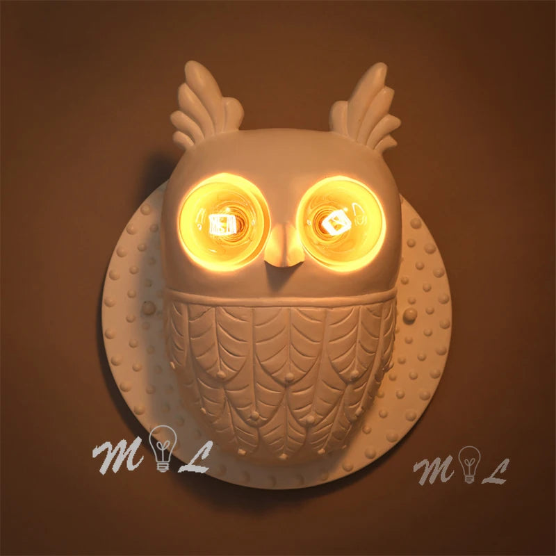 applique murale hibou créative en résine à LED - vue 3 sur 8