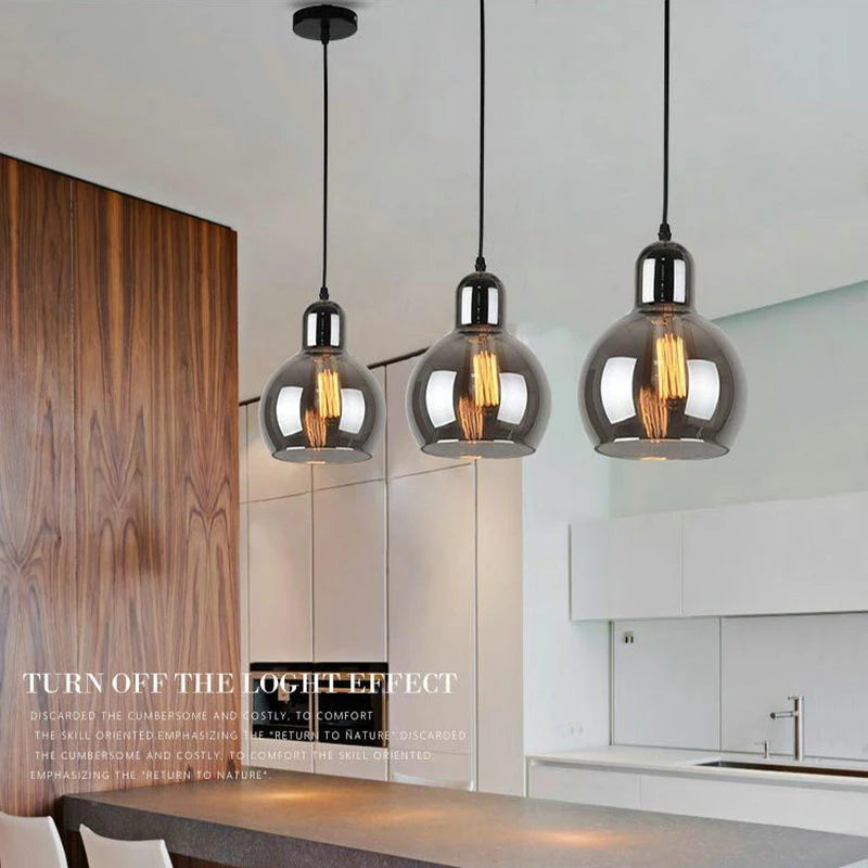 suspension led en verre nordique pour éclairage de table