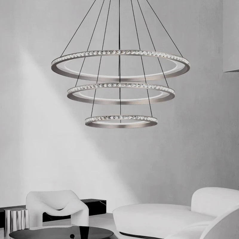 lustre moderne en suspension avec éclairage led intérieur - vue 3 sur 12