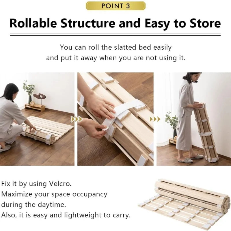 lit tatami pliable en bois avec matelas futon traditionnel
