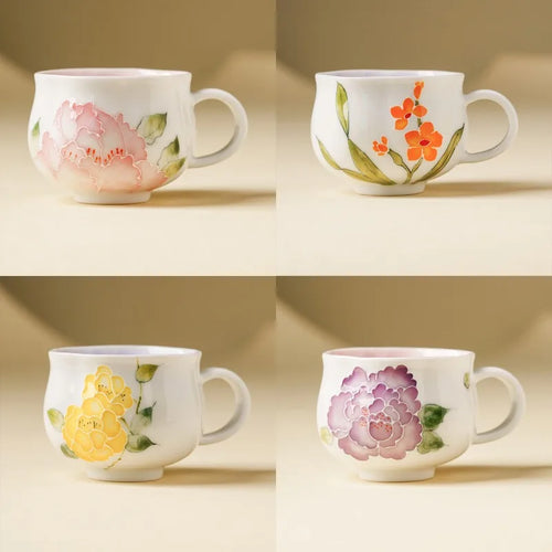 Ensemble tasse café céramique style chinois soucoupe raffinée