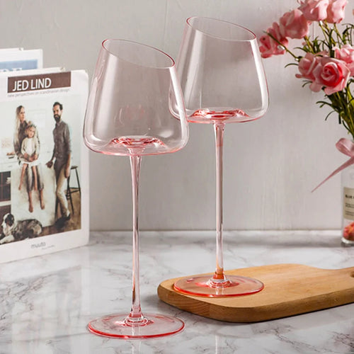 Verres à vin design flamant bord incliné cristal